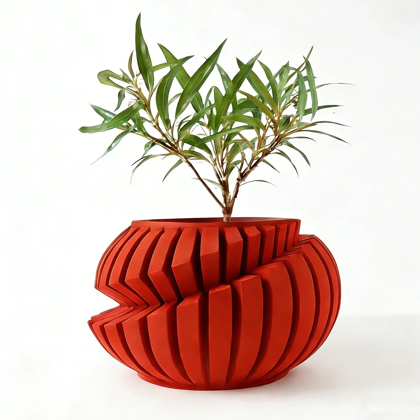 Eco-Friendly 3D Printed Flower Pot Irregular Geometric plant pot with Textured Lines for Tabletop Decor & Sustainable Gift Elk-Valley 3D