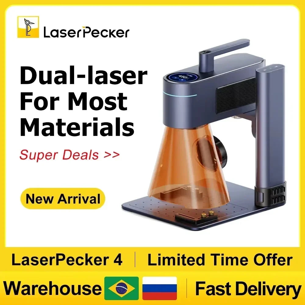 LASERPECKER 4 LP4 Laser Engraving Machine for All Material Dual Light Laser Engraver Portable for Metal Wood Plastic Carving Elk-Valley 3D