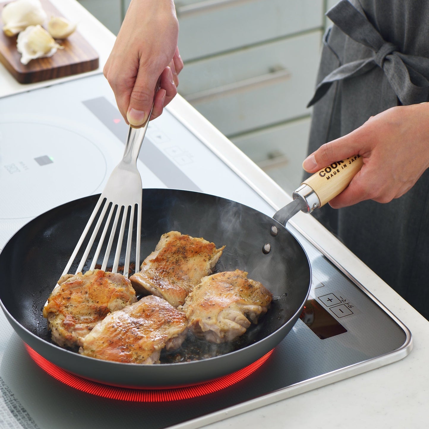 Yoshikawa Cook-Pal Ren Japanese Deep Fry Pan 28cm Carbon Steel | Made in Japan Ginza Steel