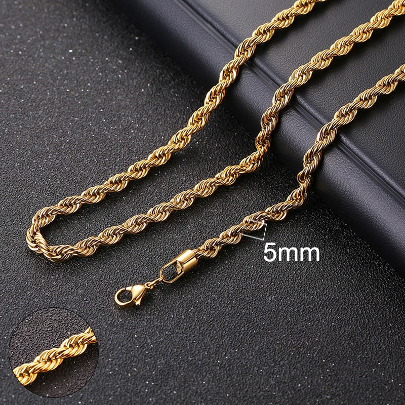 Vnox Cuban Chain Necklace for Men Women, Basic Punk Stainless Steel Curb Link Chain Chokers,Vintage Gold Tone Solid Metal Collar Elk-Valley 3D