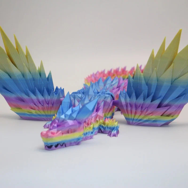 Large 42cm 3D Printed Western Flying Dragon Articulated Winged Dragon  Glass Effect Movie & TV Animal Theme Decoration Elk-Valley 3D