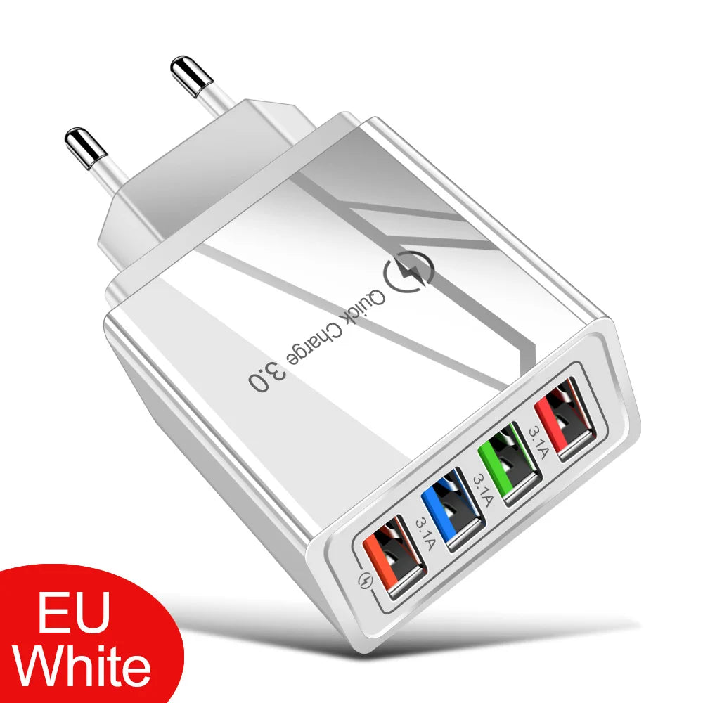 EU/US Plug USB Charger Quick Charge 3.0 For Phone Adapter for iPhone 15 Pro Max Tablet Portable Wall Mobile Charger Fast Charger Elk-Valley 3D