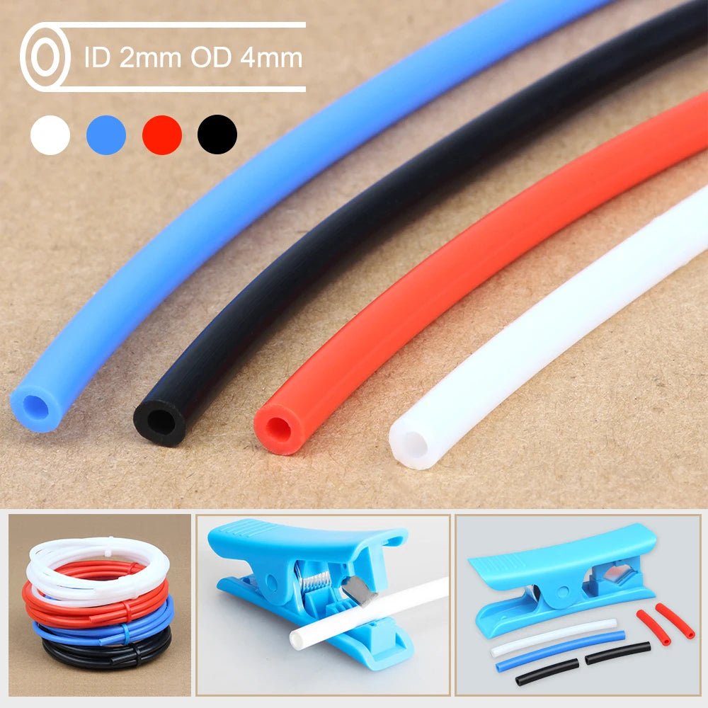 3D Printer  hotend Parts PTFE Tube Teflonto Pipe Bowden Extruder 1.75mm ID2mm OD4mm 1M 2M with Cutter and Cable tie White Black Elk-Valley 3D