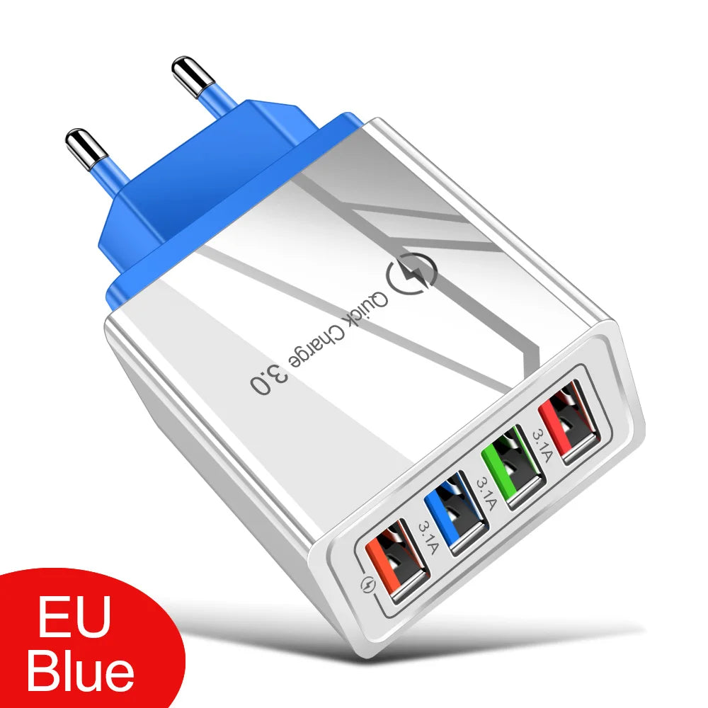 EU/US Plug USB Charger Quick Charge 3.0 For Phone Adapter for iPhone 15 Pro Max Tablet Portable Wall Mobile Charger Fast Charger Elk-Valley 3D