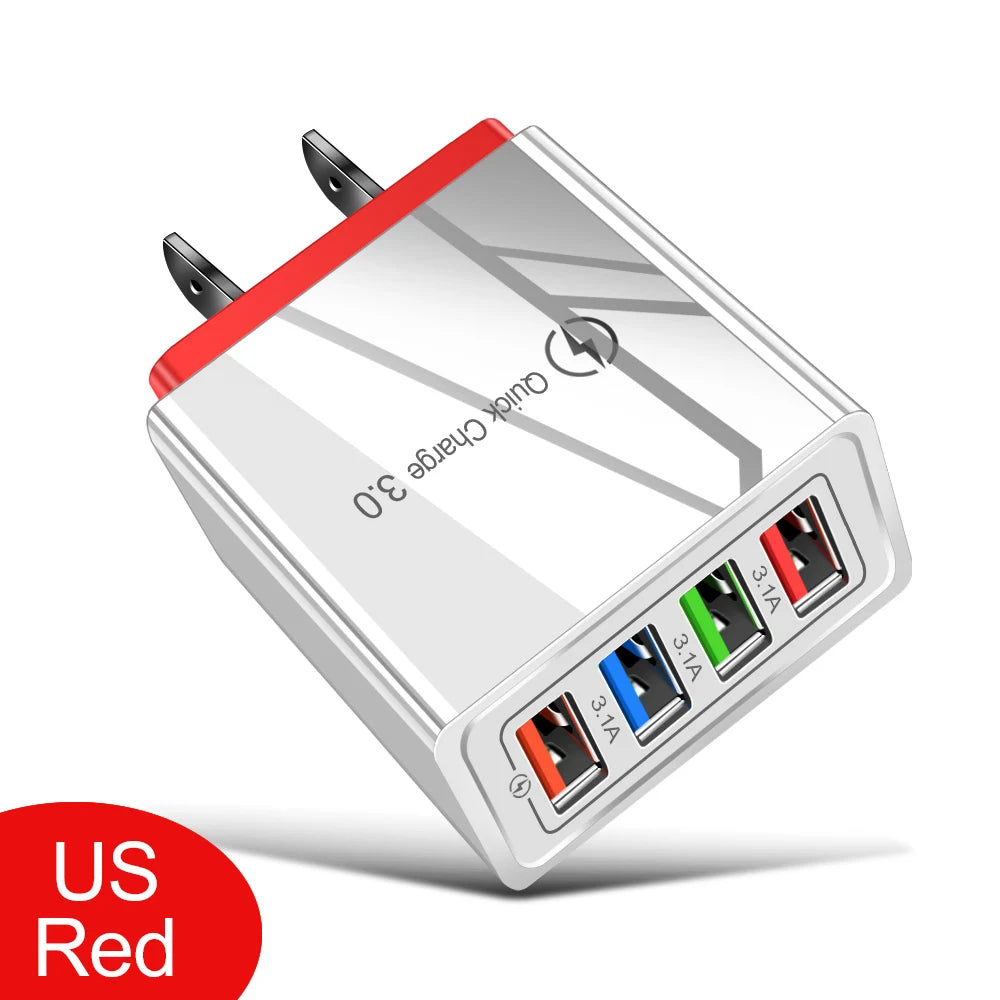 EU/US Plug USB Charger Quick Charge 3.0 For Phone Adapter for iPhone 15 Pro Max Tablet Portable Wall Mobile Charger Fast Charger Elk-Valley 3D