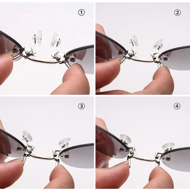 Round Clip-Nose Sunglasses Rimless Punk Clip On Sunglasses Women Men Driving Sunglasses Frameless Coating Eyeglasses UV400 Elk-Valley 3D
