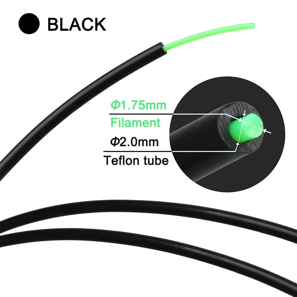 3D Printer  hotend Parts PTFE Tube Teflonto Pipe Bowden Extruder 1.75mm ID2mm OD4mm 1M 2M with Cutter and Cable tie White Black Elk-Valley 3D
