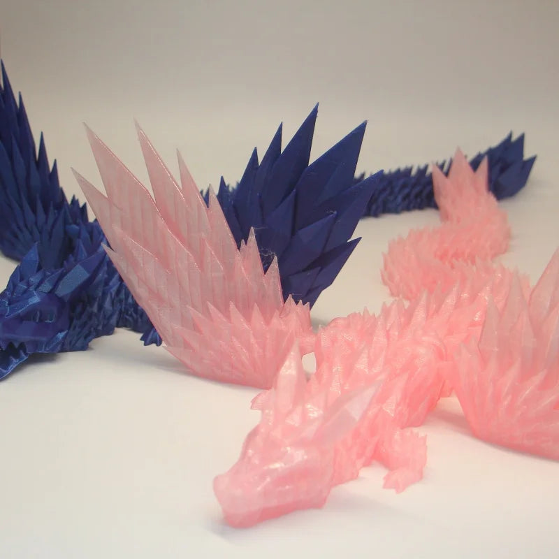 Large 42cm 3D Printed Western Flying Dragon Articulated Winged Dragon  Glass Effect Movie & TV Animal Theme Decoration Elk-Valley 3D