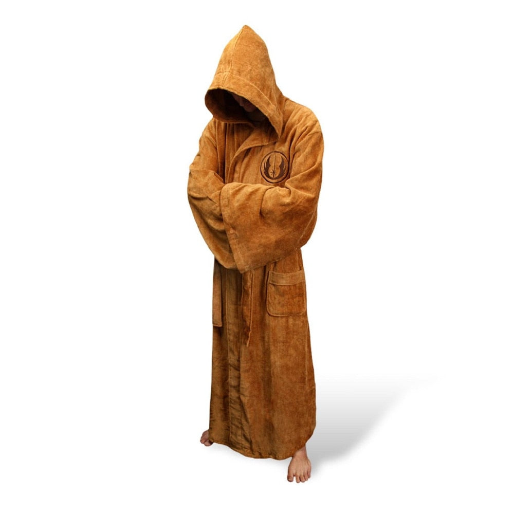 Male Flannel Robe Male With Hooded Thick Star Dressing Gown Jedi Empire Men's Bathrobe Winter Long Robe Mens Bath Robes Homewear Elk-Valley 3D