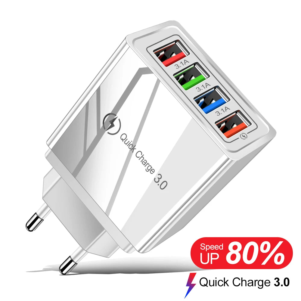 EU/US Plug USB Charger Quick Charge 3.0 For Phone Adapter for iPhone 15 Pro Max Tablet Portable Wall Mobile Charger Fast Charger Elk-Valley 3D
