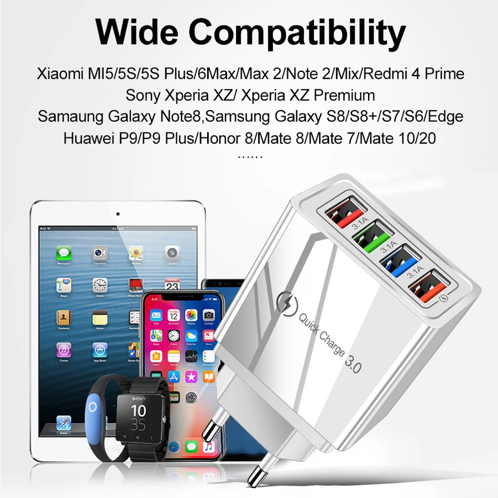EU/US Plug USB Charger Quick Charge 3.0 For Phone Adapter for iPhone 15 Pro Max Tablet Portable Wall Mobile Charger Fast Charger Elk-Valley 3D