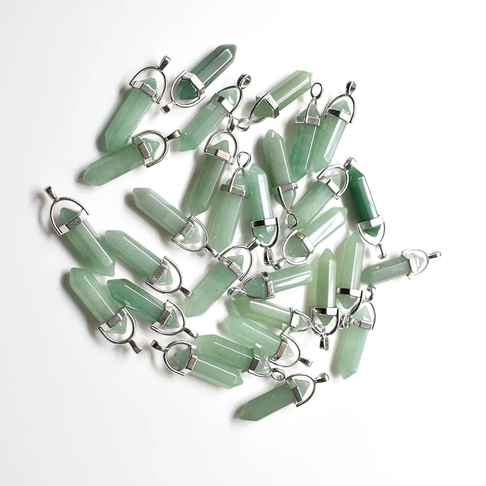 Wholesale 24pcs/lot Fashion quality assorted natural stone mixed pillar charms chakra Pendants & necklaces for making free Elk-Valley 3D