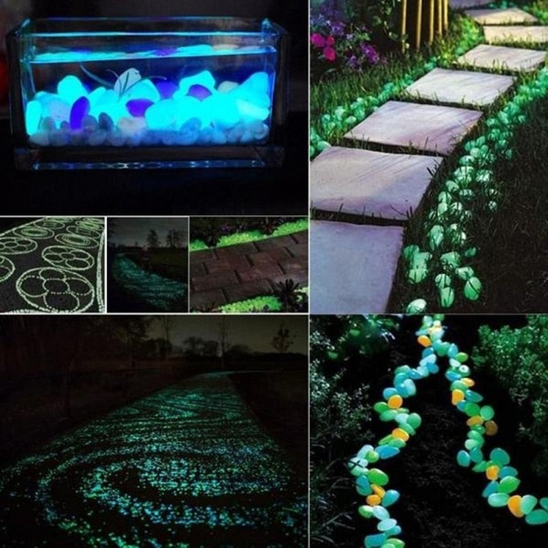 25/50pcs Glow in the Dark Garden Pebbles Glow Stones Rocks for Walkways Garden Path Patio Lawn Garden Yard Decor Luminous Stones Elk-Valley 3D