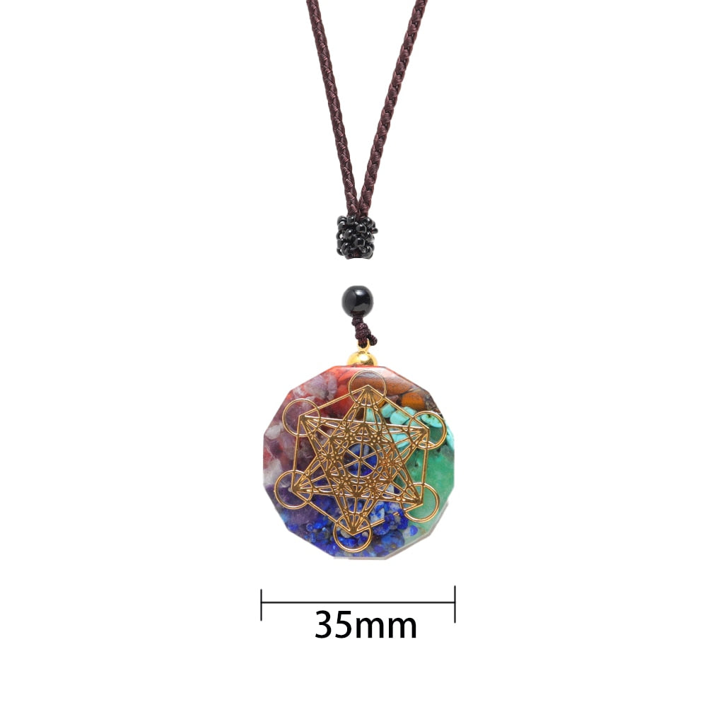 1PC Natural colorful gem seven chakras ornaments Augen Energy Pendant Drops Glue Into Handmade Necklace