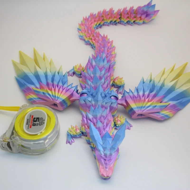Large 42cm 3D Printed Western Flying Dragon Articulated Winged Dragon  Glass Effect Movie & TV Animal Theme Decoration Elk-Valley 3D