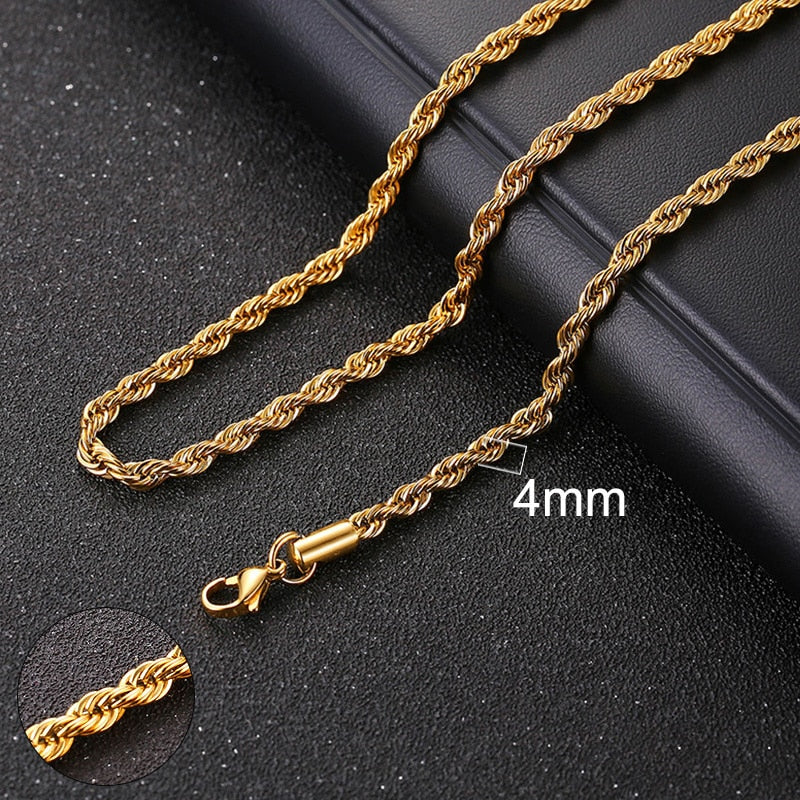 Vnox Cuban Chain Necklace for Men Women, Basic Punk Stainless Steel Curb Link Chain Chokers,Vintage Gold Tone Solid Metal Collar Elk-Valley 3D