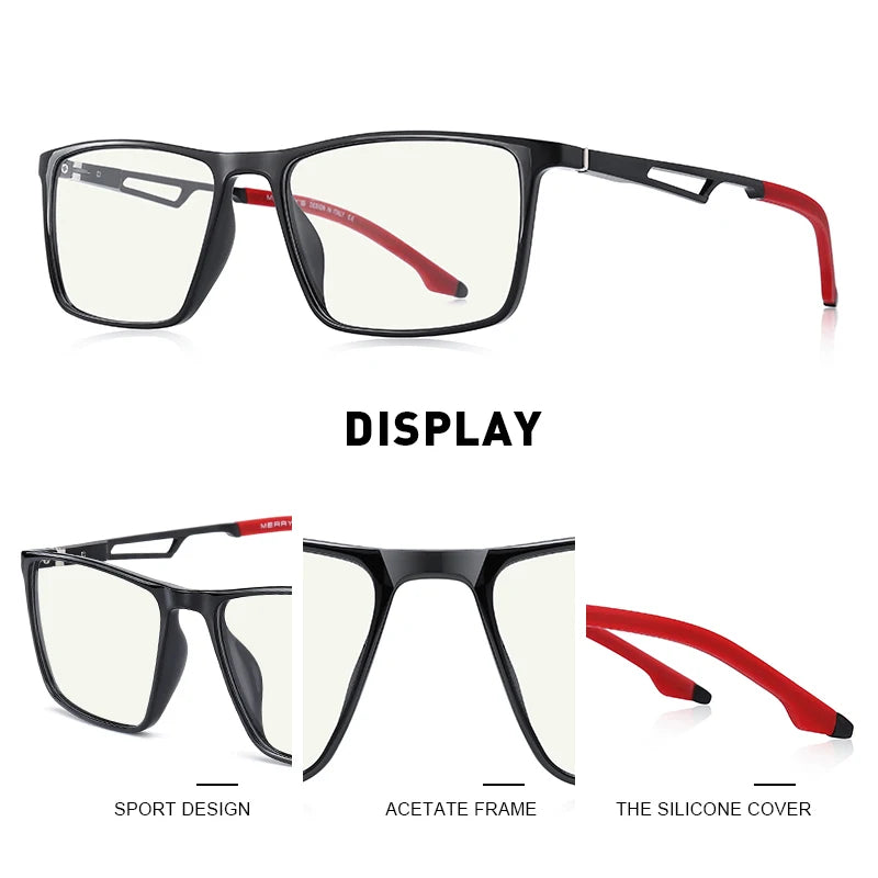 MERRYS DESIGN Men Anti Blue Ray Light Blocking Glasses UV400 Glasses For Computer Aluminum Legs With Silicone Temple S2270 Elk-Valley 3D