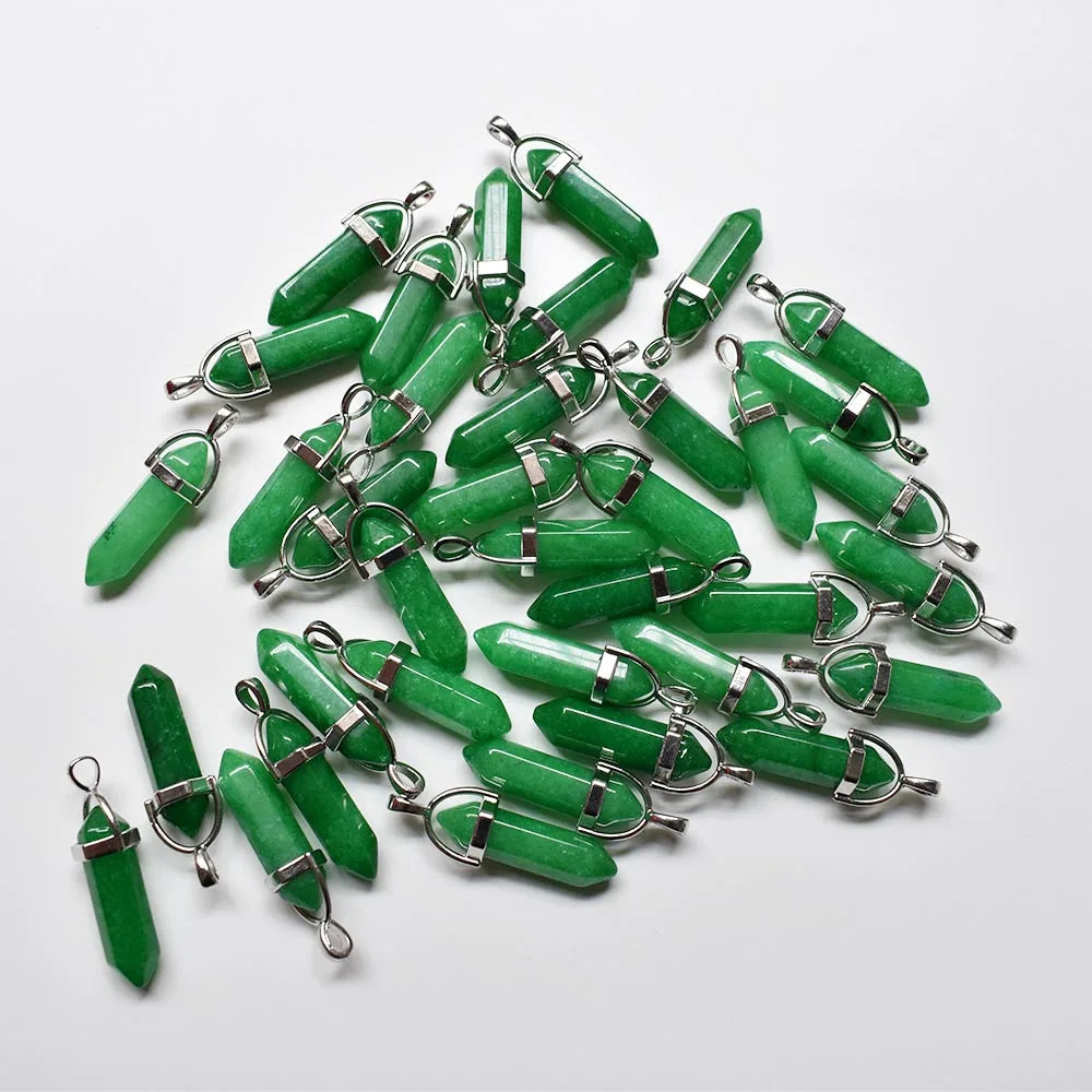 Wholesale 24pcs/lot Fashion quality assorted natural stone mixed pillar charms chakra Pendants & necklaces for making free Elk-Valley 3D