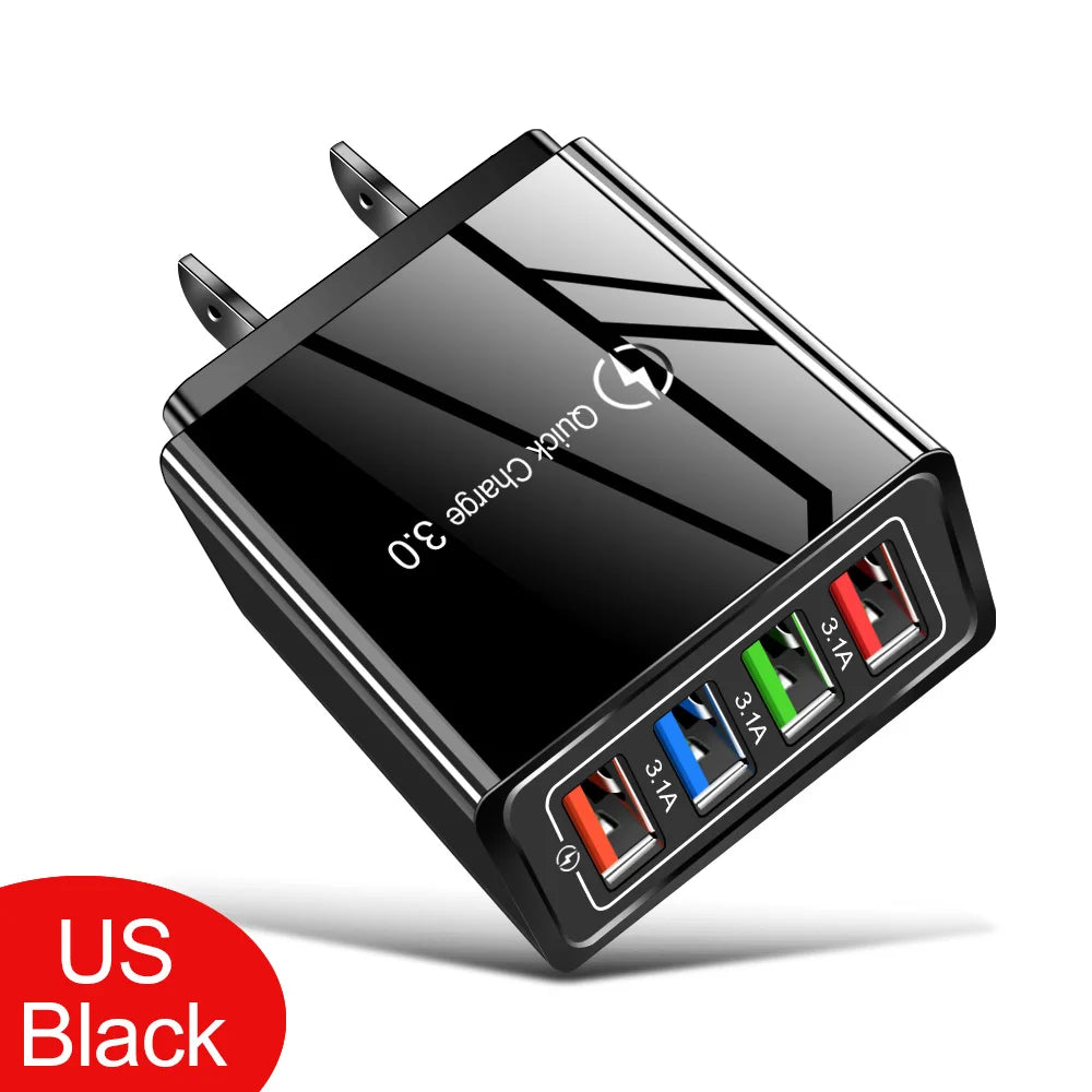EU/US Plug USB Charger Quick Charge 3.0 For Phone Adapter for iPhone 15 Pro Max Tablet Portable Wall Mobile Charger Fast Charger Elk-Valley 3D
