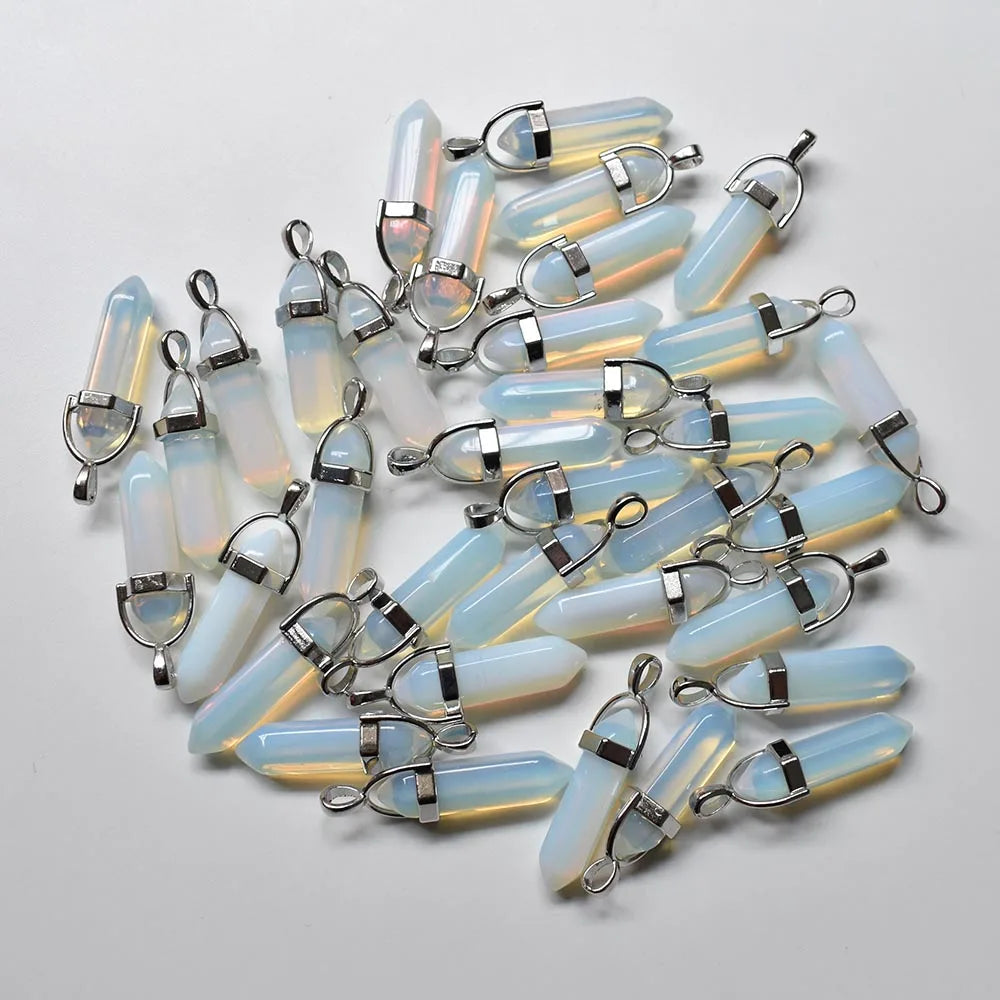 Wholesale 24pcs/lot Fashion quality assorted natural stone mixed pillar charms chakra Pendants & necklaces for making free Elk-Valley 3D