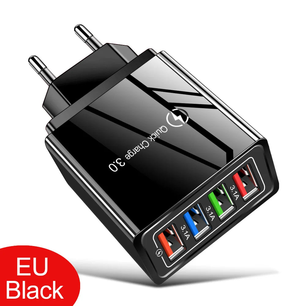 EU/US Plug USB Charger Quick Charge 3.0 For Phone Adapter for iPhone 15 Pro Max Tablet Portable Wall Mobile Charger Fast Charger Elk-Valley 3D
