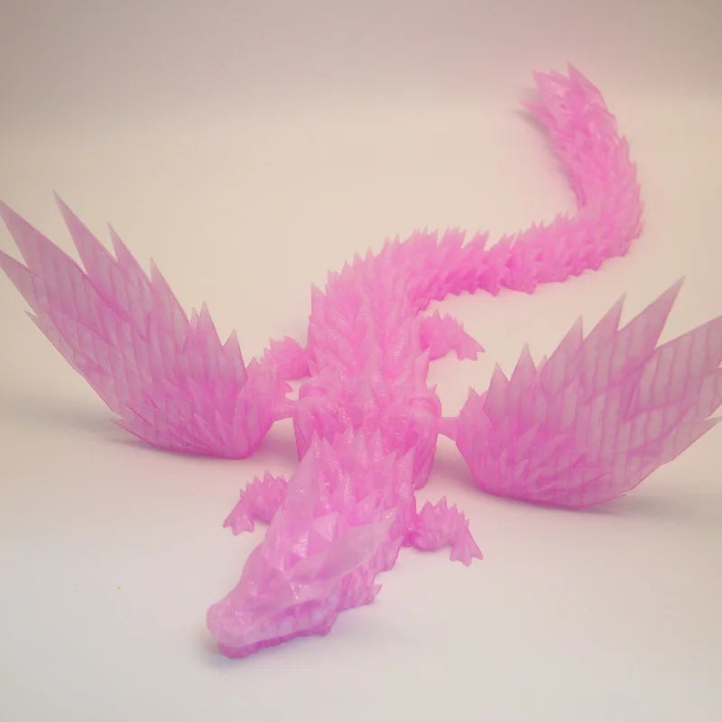 Large 42cm 3D Printed Western Flying Dragon Articulated Winged Dragon  Glass Effect Movie & TV Animal Theme Decoration Elk-Valley 3D