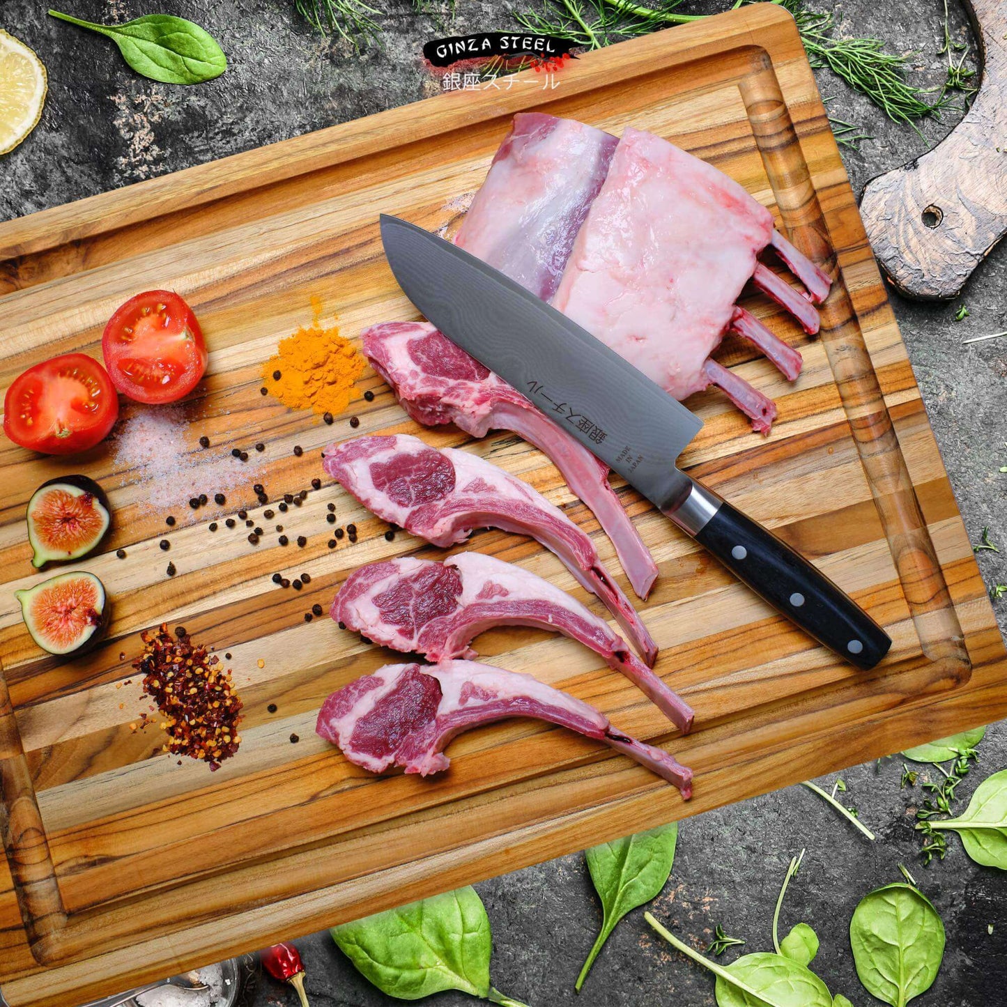 HAYAMI 180 - VG10 - 33 Layered Damascus Steel Santoku Knife 180mm Ginza Steel