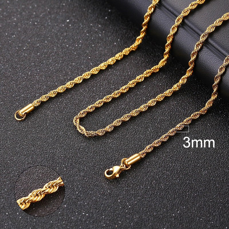 Vnox Cuban Chain Necklace for Men Women, Basic Punk Stainless Steel Curb Link Chain Chokers,Vintage Gold Tone Solid Metal Collar Elk-Valley 3D