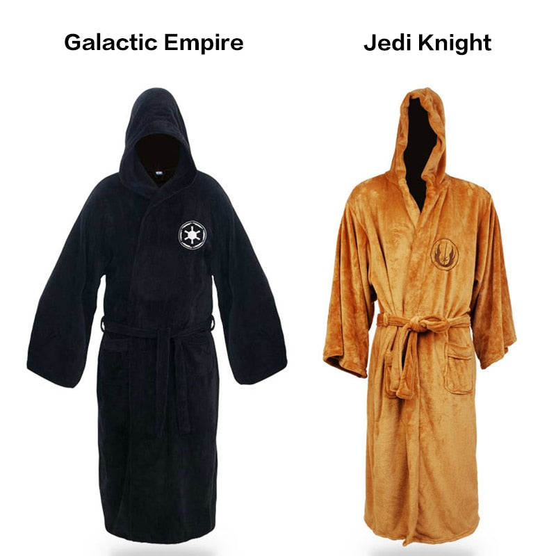 Male Flannel Robe Male With Hooded Thick Star Dressing Gown Jedi Empire Men's Bathrobe Winter Long Robe Mens Bath Robes Homewear Elk-Valley 3D