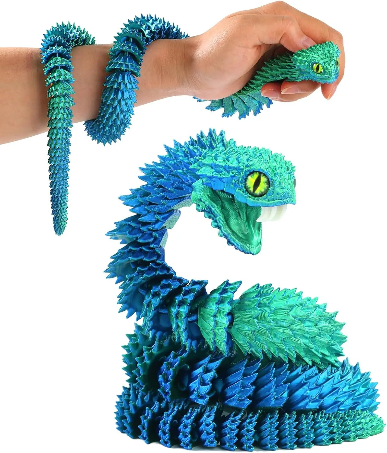 Jinccai Extra-Large 3D Printed Snake Figurine 23.62 Inches (60cm) Plastic Movable Flexible Joints Stress-Relief Fidget Elk-Valley 3D