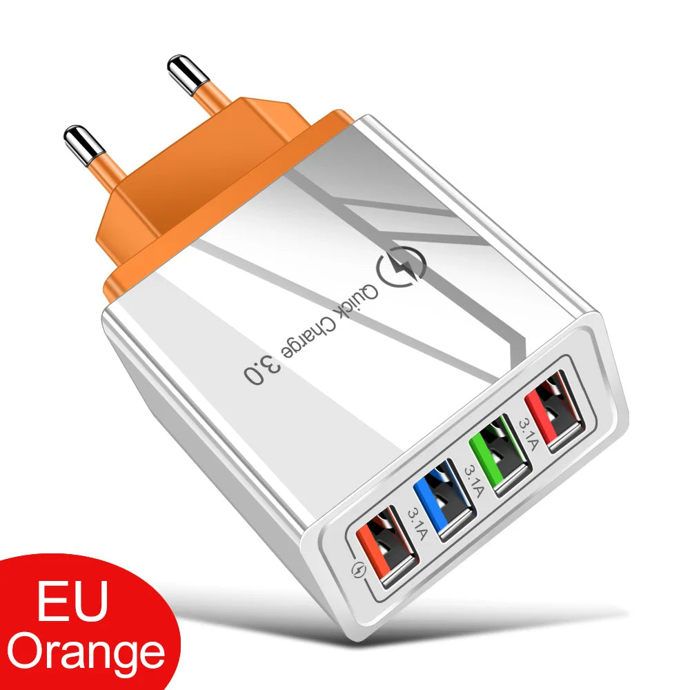 EU/US Plug USB Charger Quick Charge 3.0 For Phone Adapter for iPhone 15 Pro Max Tablet Portable Wall Mobile Charger Fast Charger Elk-Valley 3D