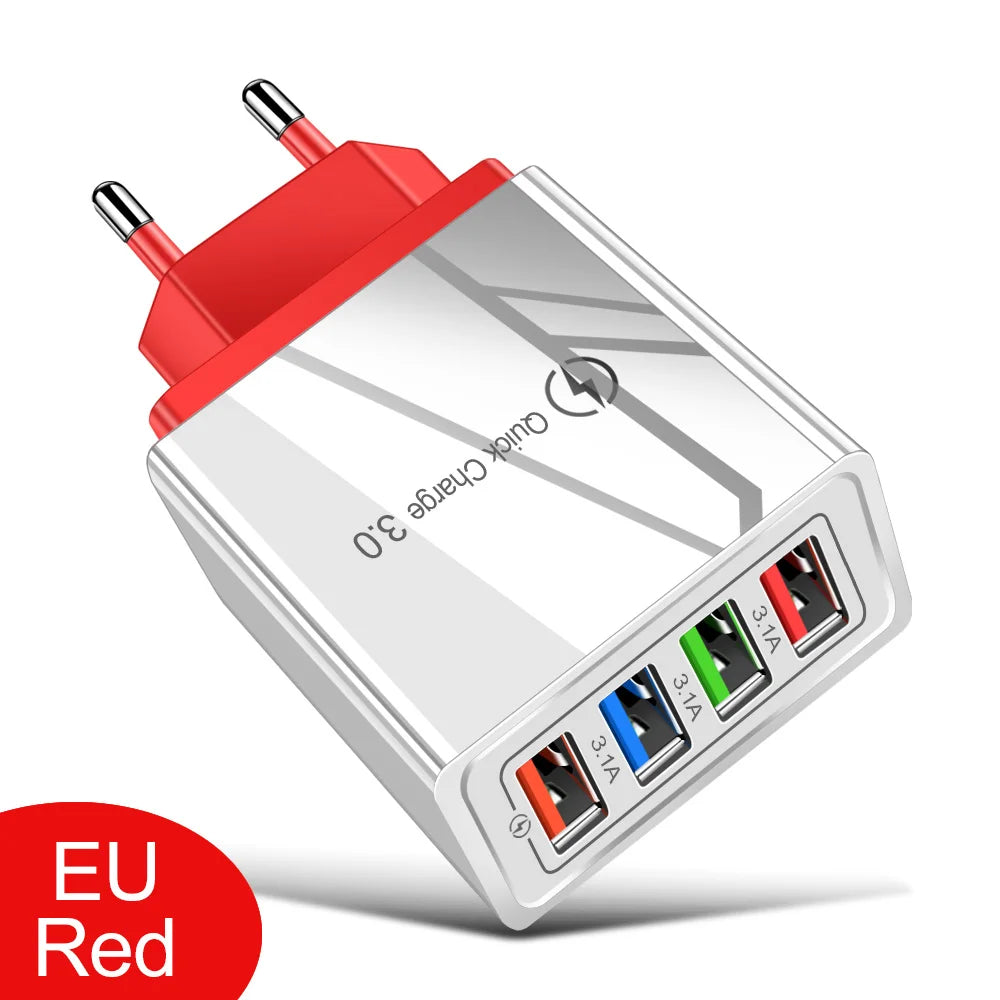 EU/US Plug USB Charger Quick Charge 3.0 For Phone Adapter for iPhone 15 Pro Max Tablet Portable Wall Mobile Charger Fast Charger Elk-Valley 3D