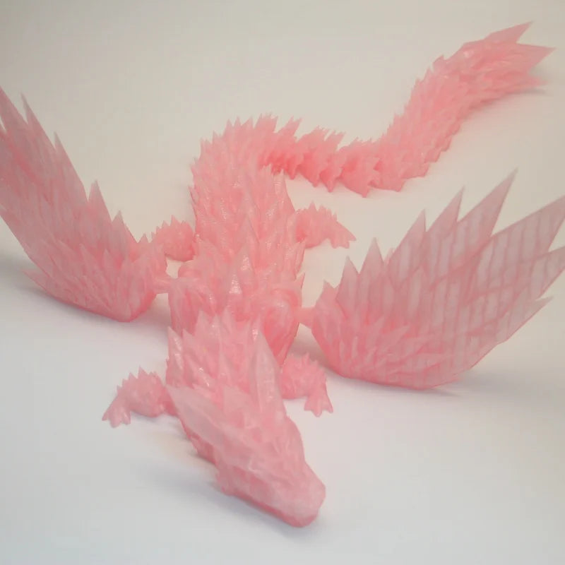 Large 42cm 3D Printed Western Flying Dragon Articulated Winged Dragon  Glass Effect Movie & TV Animal Theme Decoration Elk-Valley 3D