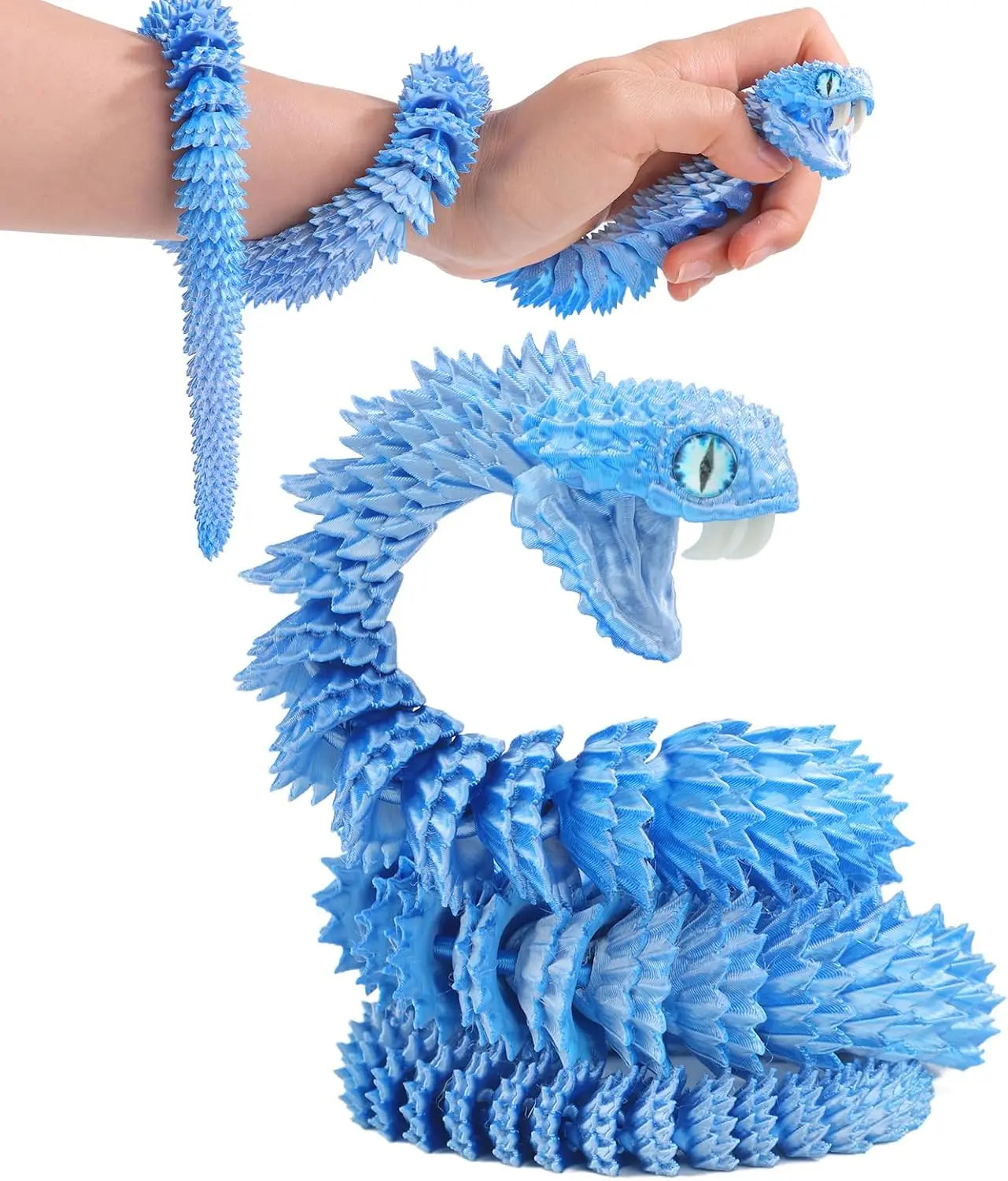 Jinccai Extra-Large 3D Printed Snake Figurine 23.62 Inches (60cm) Plastic Movable Flexible Joints Stress-Relief Fidget Elk-Valley 3D