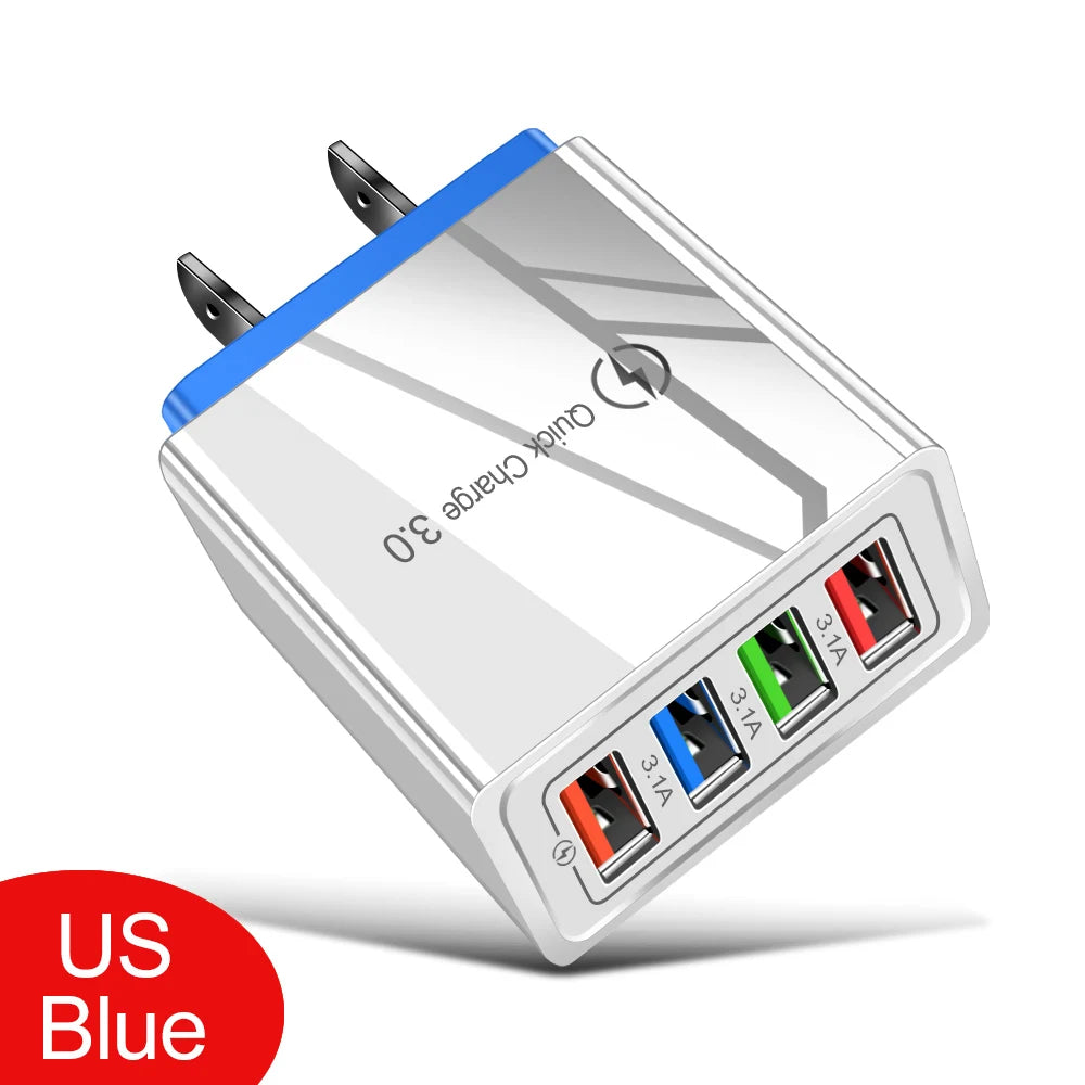 EU/US Plug USB Charger Quick Charge 3.0 For Phone Adapter for iPhone 15 Pro Max Tablet Portable Wall Mobile Charger Fast Charger Elk-Valley 3D