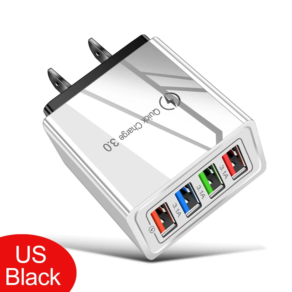 EU/US Plug USB Charger Quick Charge 3.0 For Phone Adapter for iPhone 15 Pro Max Tablet Portable Wall Mobile Charger Fast Charger Elk-Valley 3D