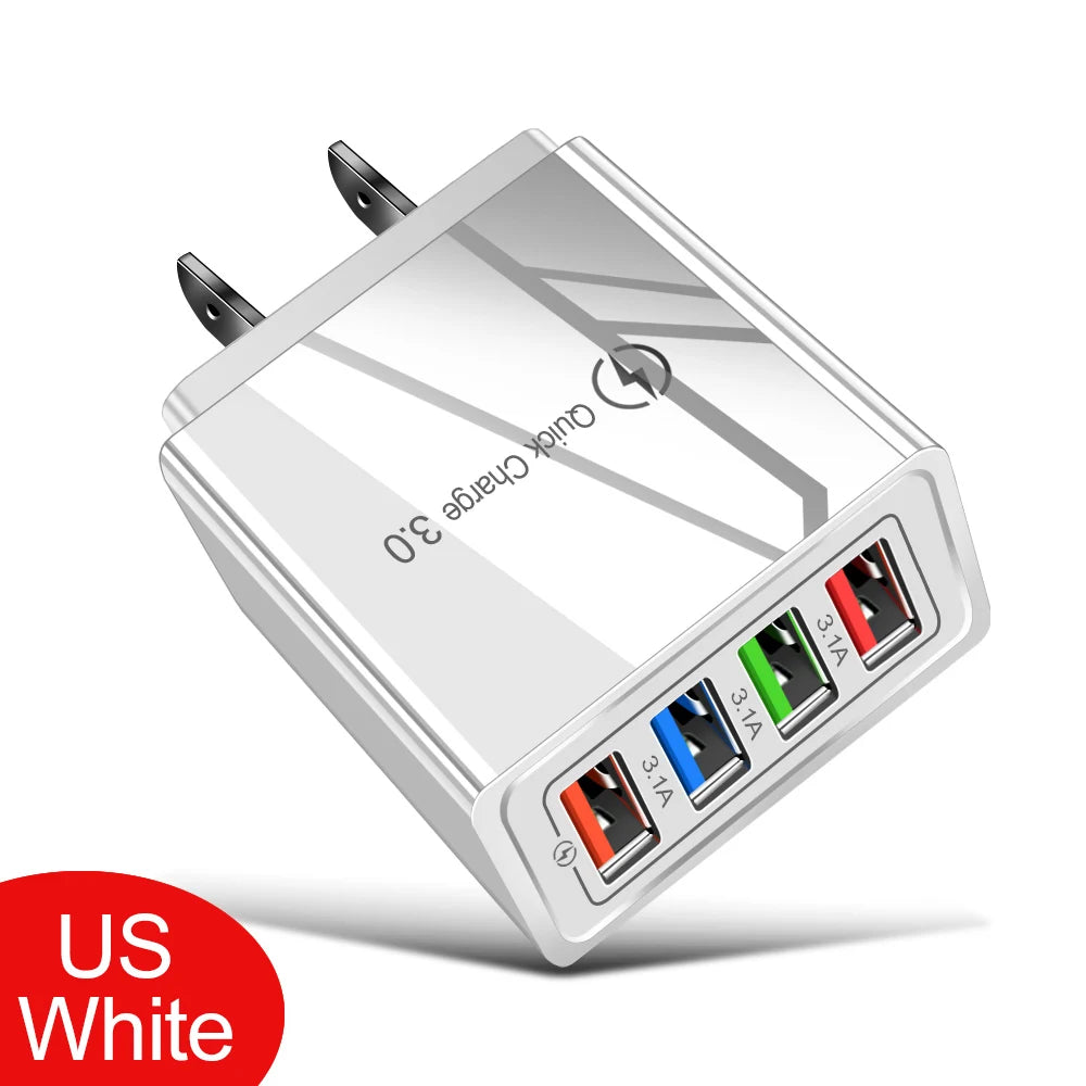 EU/US Plug USB Charger Quick Charge 3.0 For Phone Adapter for iPhone 15 Pro Max Tablet Portable Wall Mobile Charger Fast Charger Elk-Valley 3D