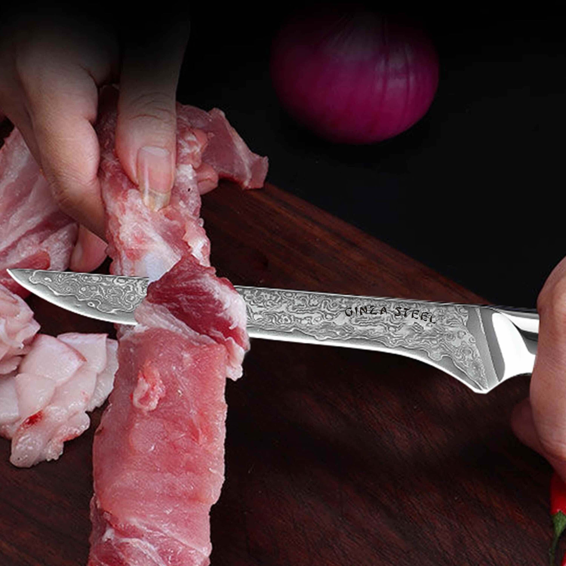 HAGAKURE SIX | Essential 6 pcs Knife set | 4 Knives, 1 Shears with Wood Block Ginza Steel