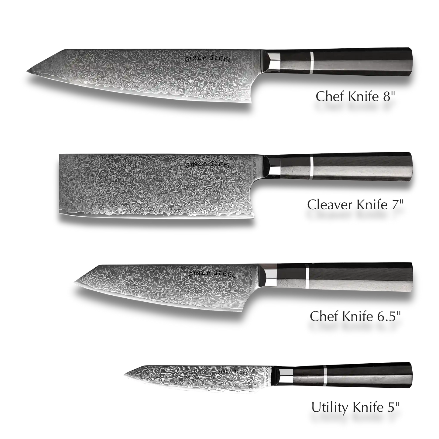 KASAI KOGATANA FIVE | Essential 5 pcs Knife set | 4 Knives with Magnetic Wood Block Ginza Steel