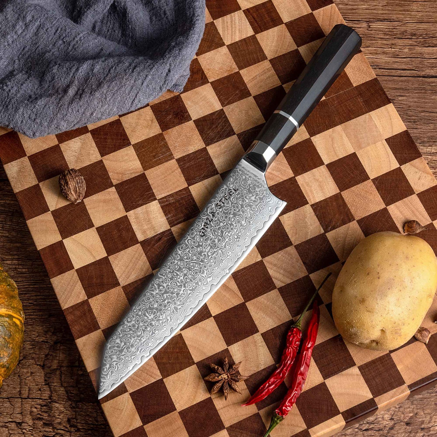 KASAI KOGATANA FIVE | Essential 5 pcs Knife set | 4 Knives with Magnetic Wood Block Ginza Steel