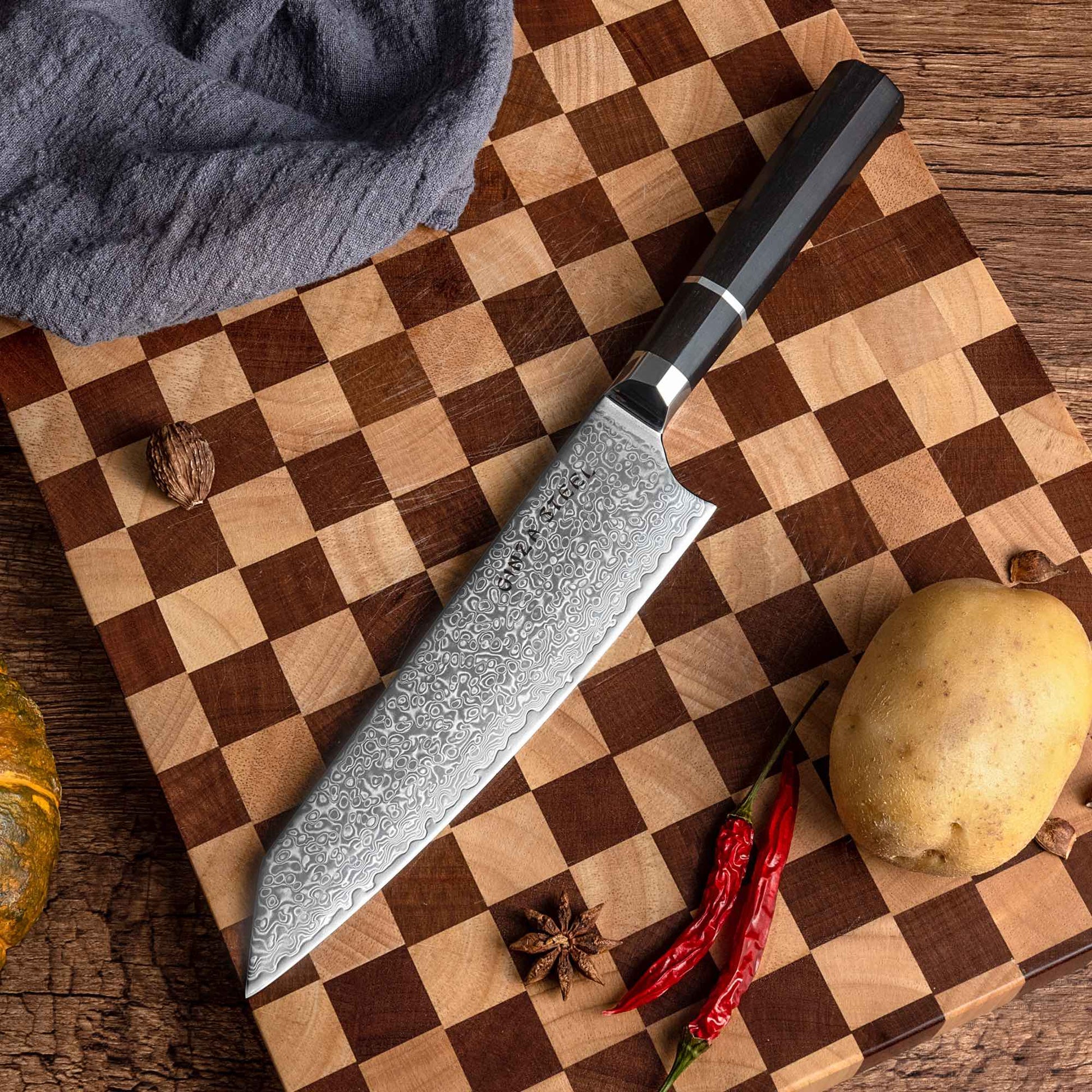 KASAI KOGATANA FIVE | Essential 5 pcs Knife set | 4 Knives with Magnetic Wood Block Ginza Steel