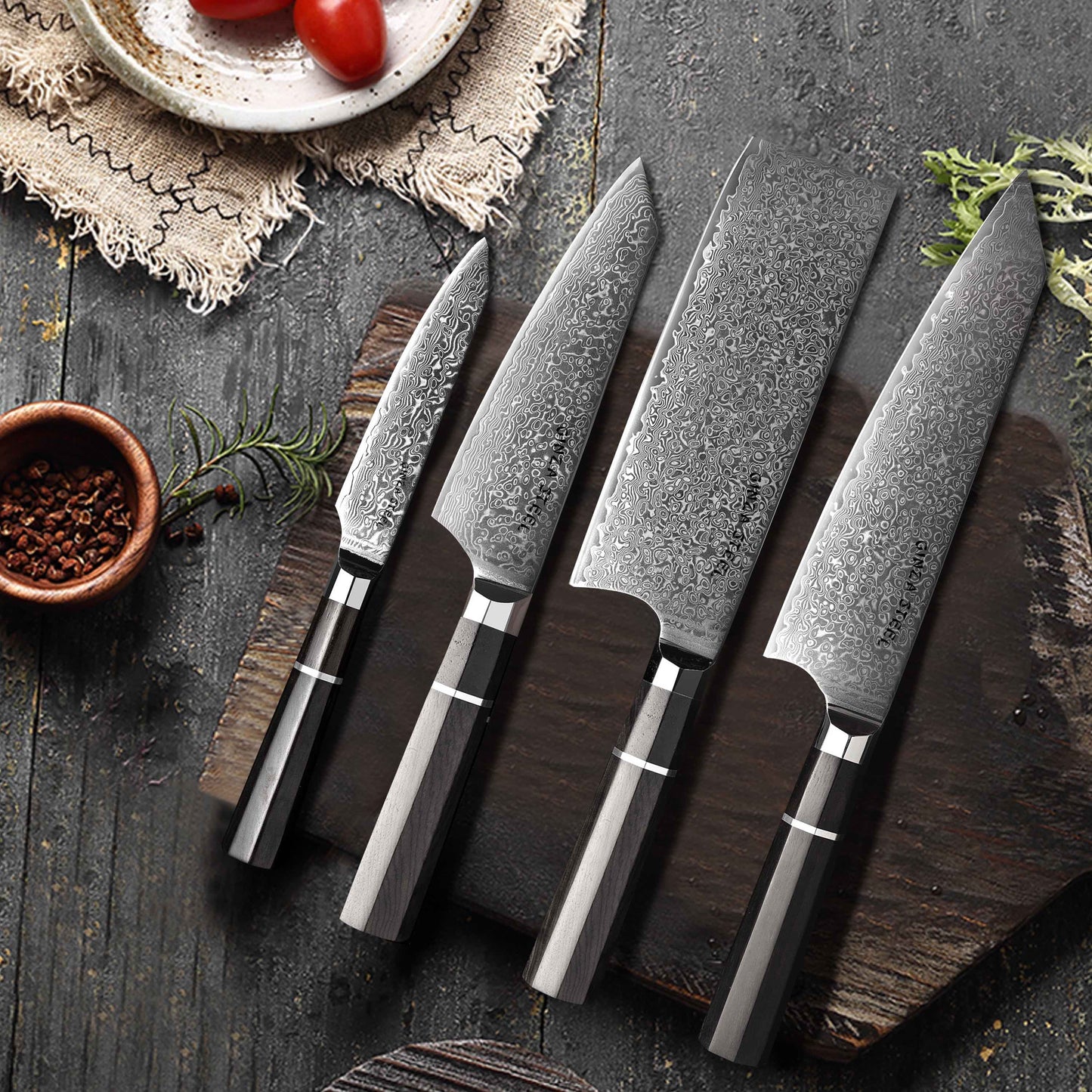 KASAI KOGATANA FIVE | Essential 5 pcs Knife set | 4 Knives with Magnetic Wood Block Ginza Steel