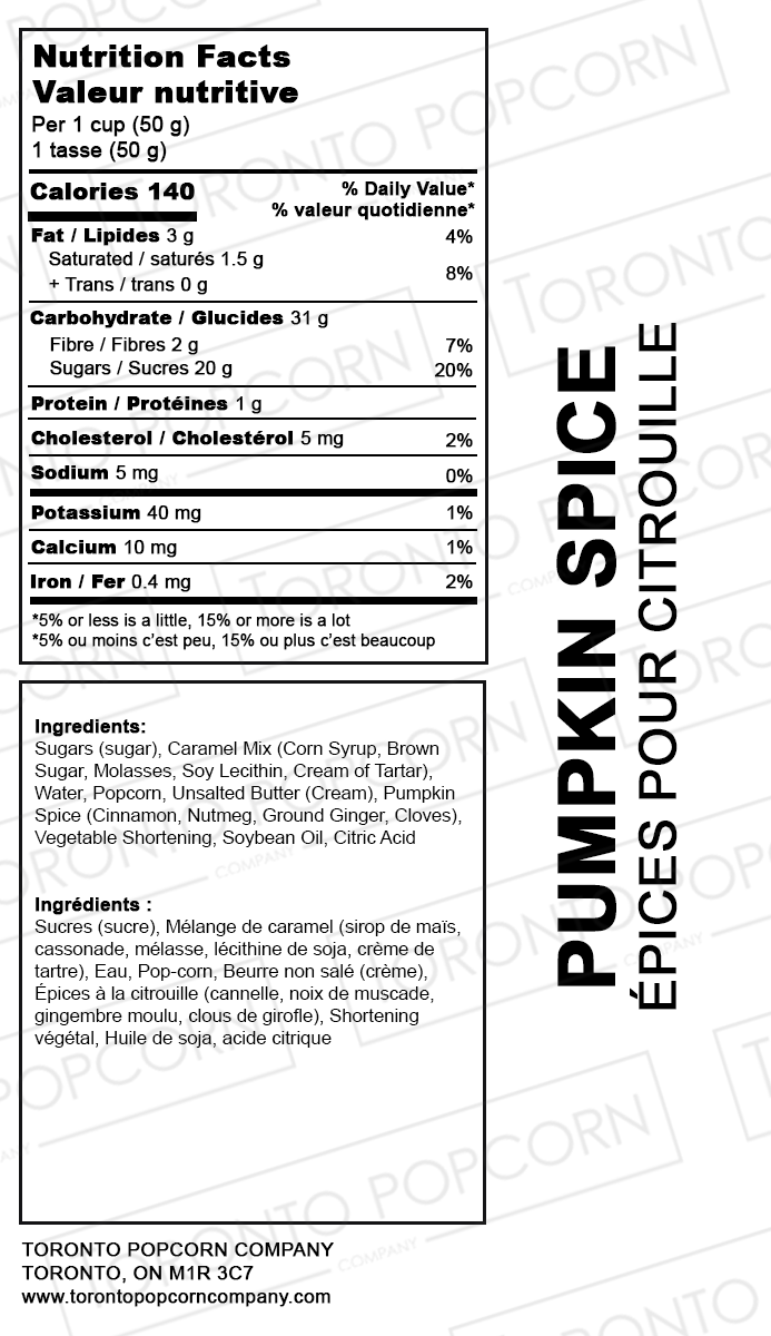 Pumpkin Spice Popcorn Toronto Popcorn Company