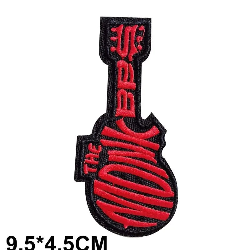 5PCS/ Text Clothing Stickers Fabric Applique Embroidery Iron On Patches,Punk Rock Music Band Badges Clothes Striped Sewing Patch Elk-Valley 3D