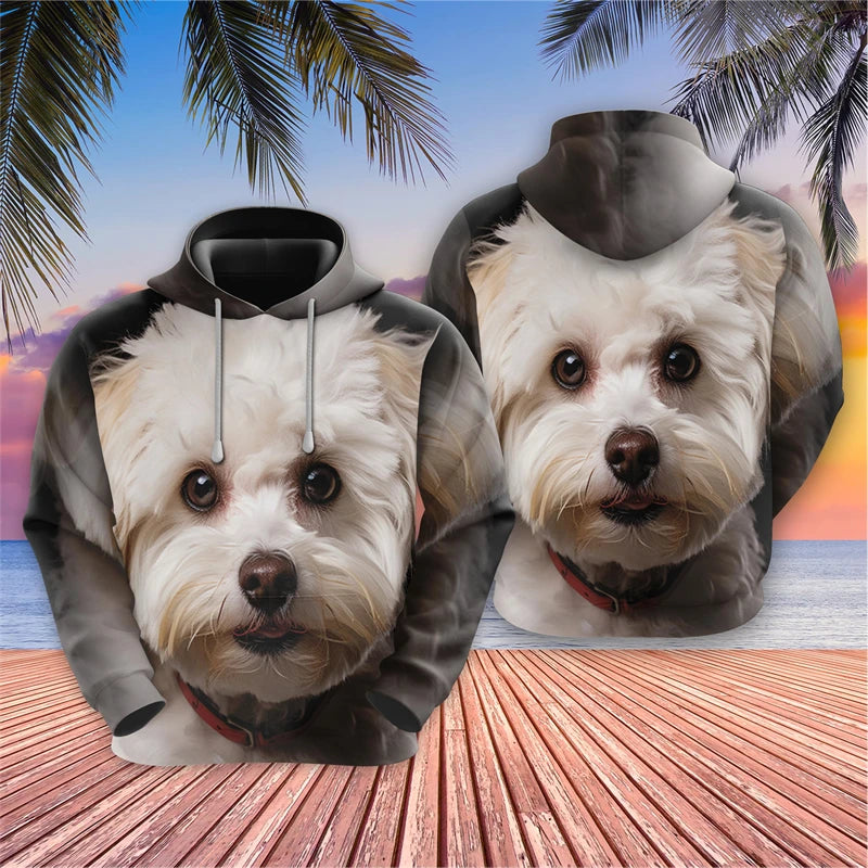 Men's Hoodies Dog Face 3D Printed Tops Autumn Harajuku Fashion Chihuahua Graphic Sweatshirts Pet Pullovers  Casual Animal Tops Elk-Valley 3D