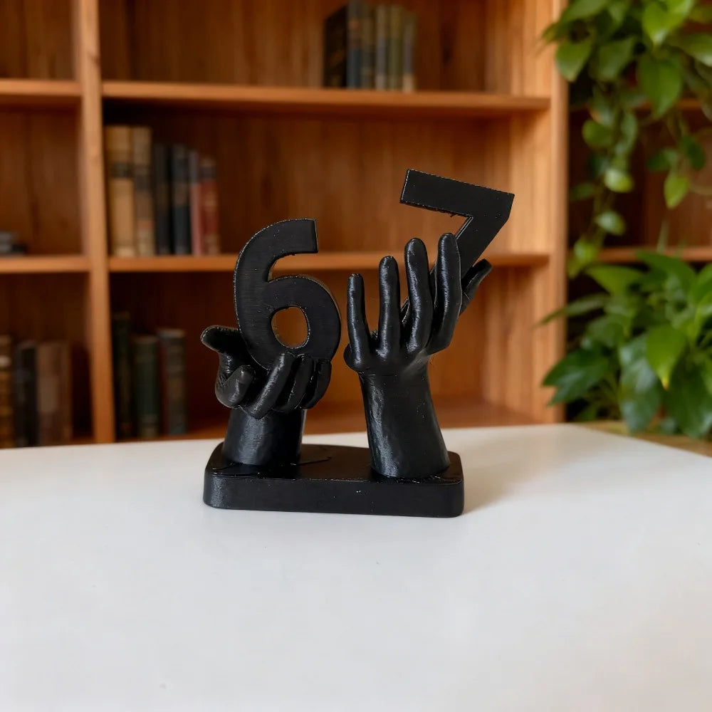 3D Printed Figurine Holding Digital Italian Brain Rot Math 67, Funny and Funny Meme Figurine Holding Digital 67 Sculpture Elk-Valley 3D