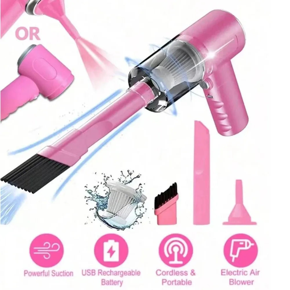 3 In1 Portable Handheld Car Vacuum Cleaner Mini Compressed Air Dust Collector Strong Blowing Suction Cordless Hairdryer For Auto Elk-Valley 3D