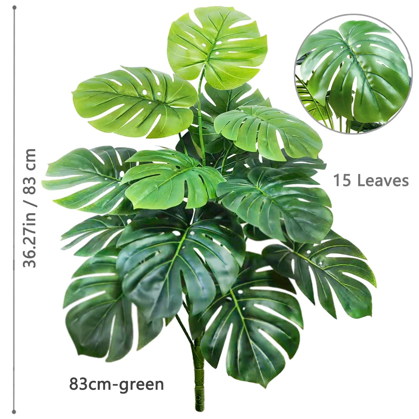52-104cm(40.94in)  Artificial Monstera Plant Fake Palm Tree Plastic Turtle Leaf Green Plant for Home Garden Room Office Decor Elk-Valley 3D