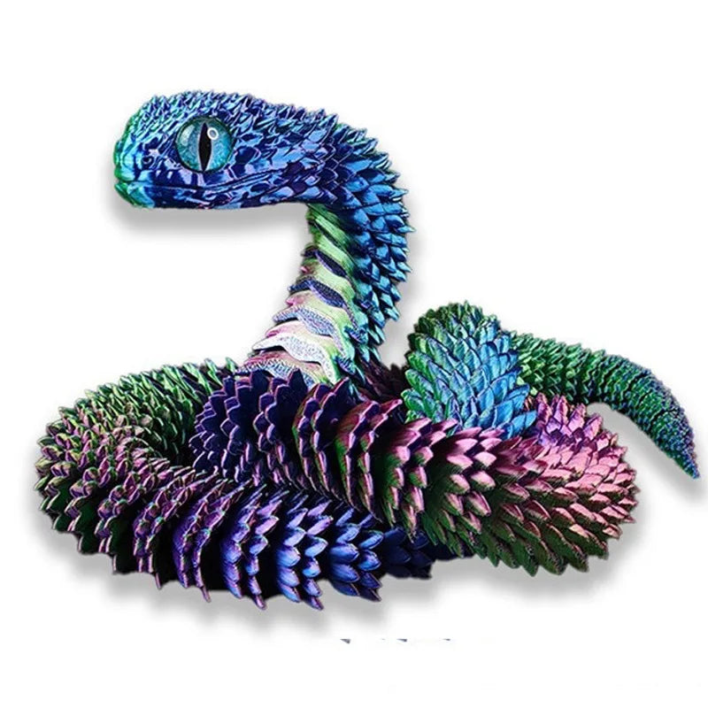 3D Printed Snake Multi-Joint Rotatable Stereoscopic Snake Office Desktop Ornament Home Decor Animal Model Figurine Car Decor Elk-Valley 3D
