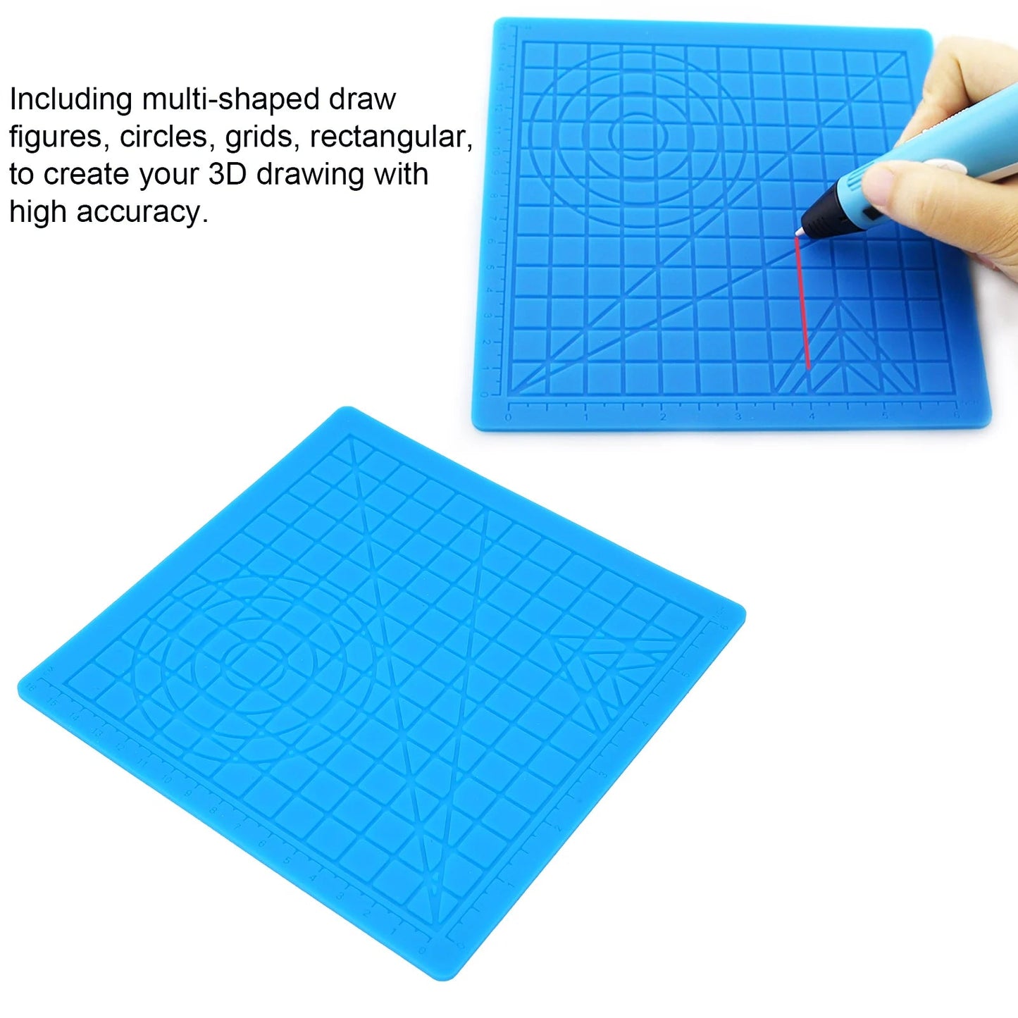 3D Printing Pen High-Temperature Silicone Tray 3D Design Mat Flexible and Resilient Convenient Silicone Template Pad Elk-Valley 3D